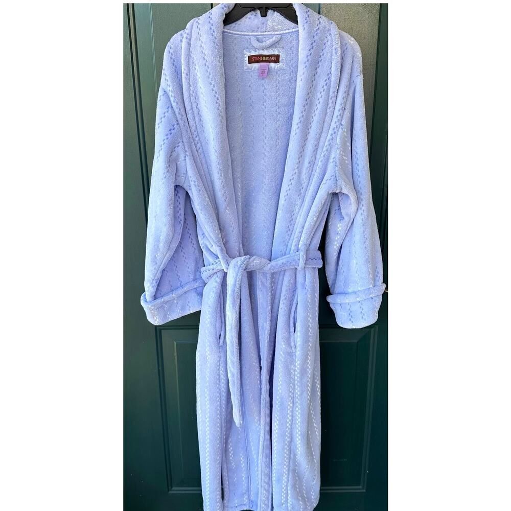 Stan Herman QVC Periwinkle Blue Robe XL Plush Soft Belted Long Cozy Spa Lounge